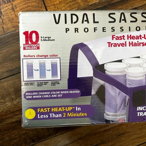 Vidal Sassoon 10 Soft Touch Travel Hairsetter Rollers Fast Heatup In Box w/Pouch - Picture 3 of 11